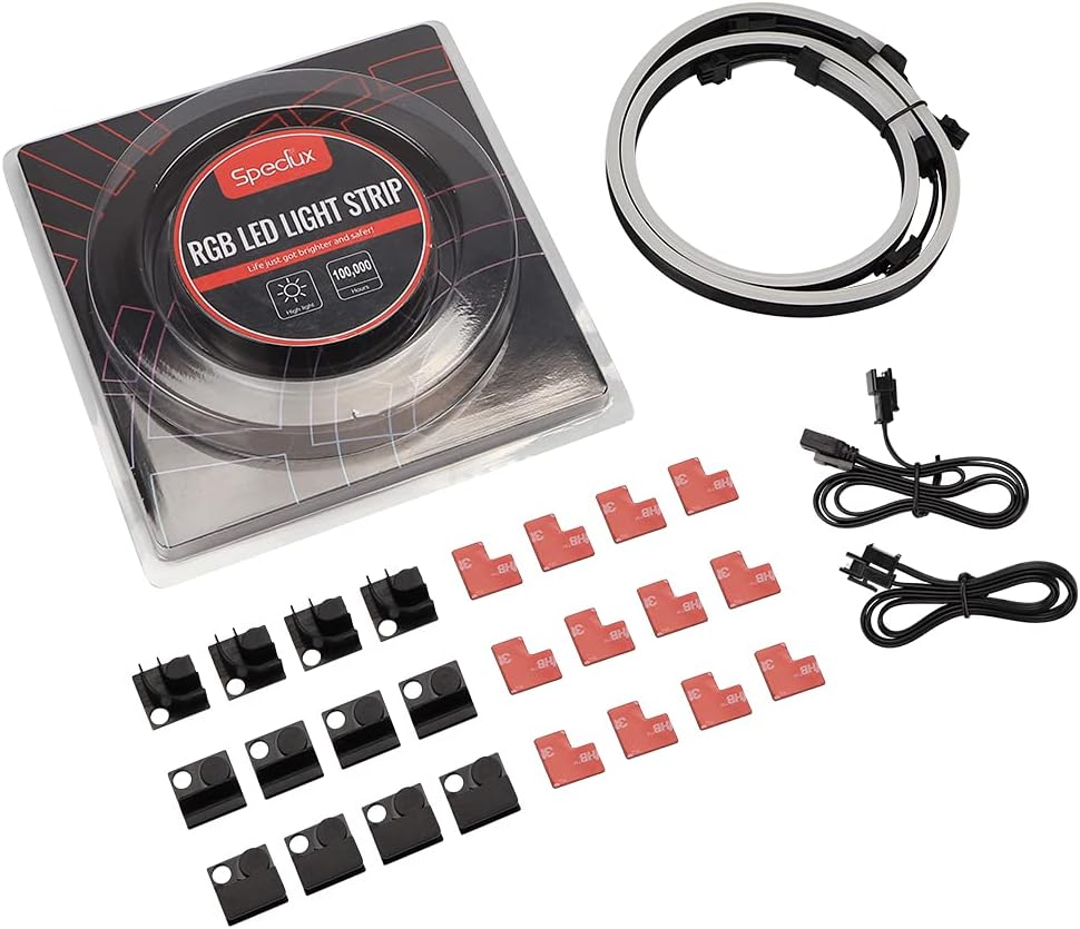 NEON WS2812 Magnetic RGB Strip Kit – Cozy Living Room Accent Lighting for Open-Air PC Builds & Battlestations, 2-Pack 5V 3-Pin ARGB