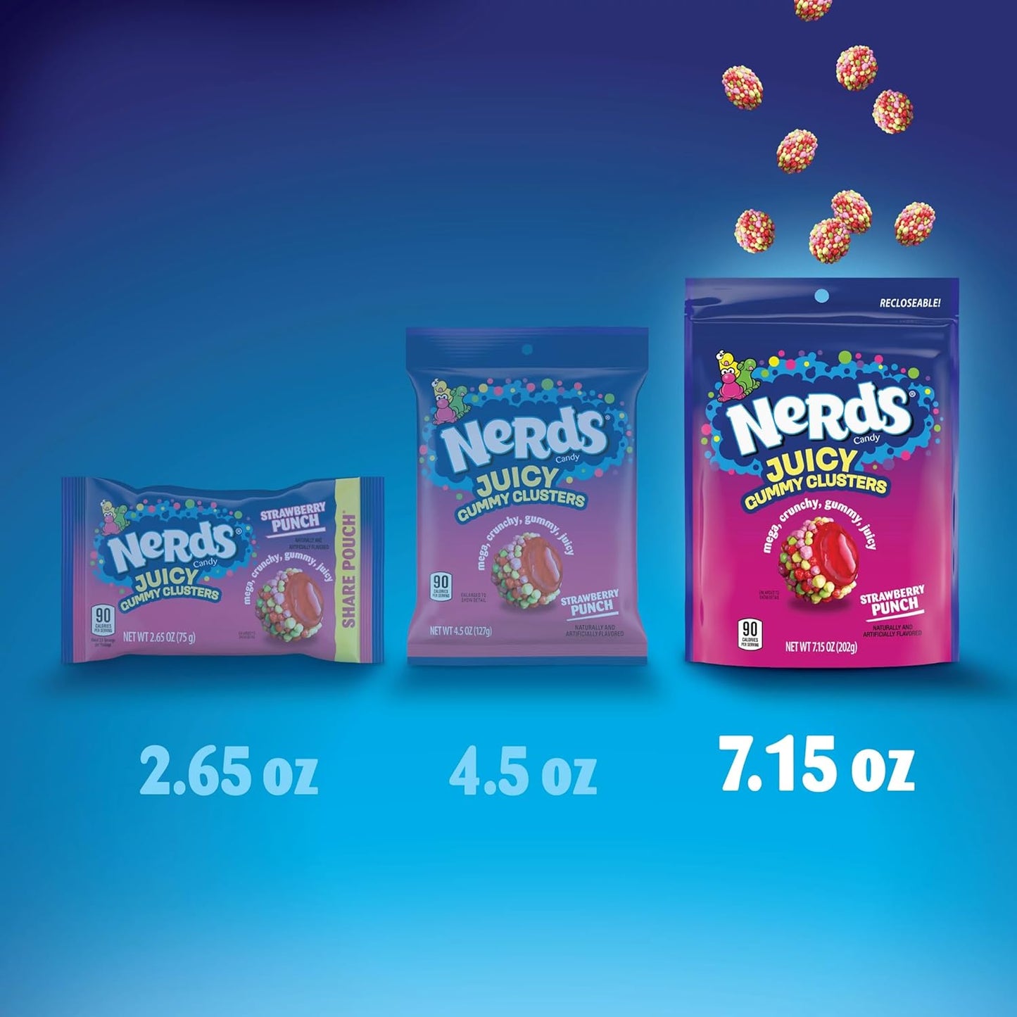 NERDS Juicy Gummy Clusters – Camping and Picnic Shareable Candy in Resealable Stand-Up Bag, 8 oz