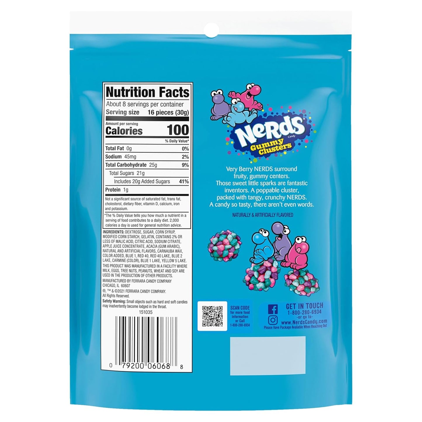 NERDS Juicy Gummy Clusters – Valentine's Day Gift Box Stuffer for Her, Sweet and Sour Candy Surprise, 7.15 oz