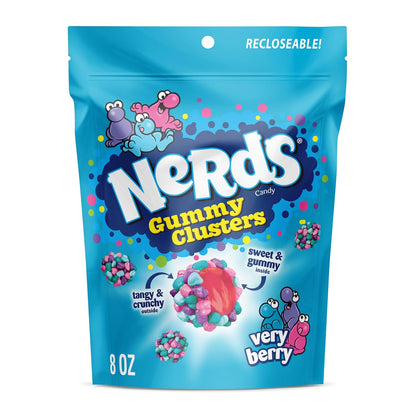 NERDS Juicy Gummy Clusters – Valentine's Day Gift Box Stuffer for Her, Sweet and Sour Candy Surprise, 7.15 oz