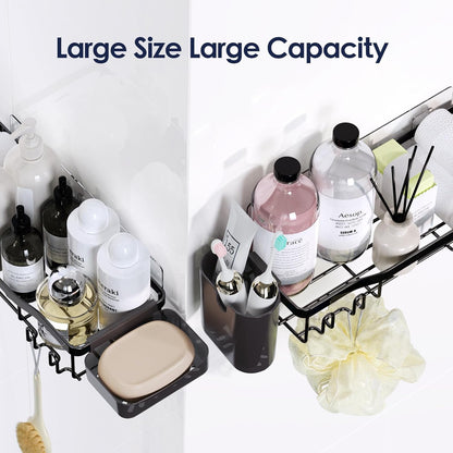 NESOMI 7-Pack Shower Caddy Adhesive – Thoughtful Holiday Gift for Mom with Coordinated 8-Piece Bathroom Set