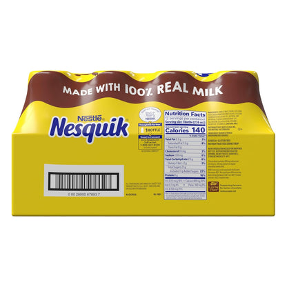 Nesquik Chocolate Lowfat Milk 8 oz Bottles – Quick Breakfast Drink for Busy Office Mornings