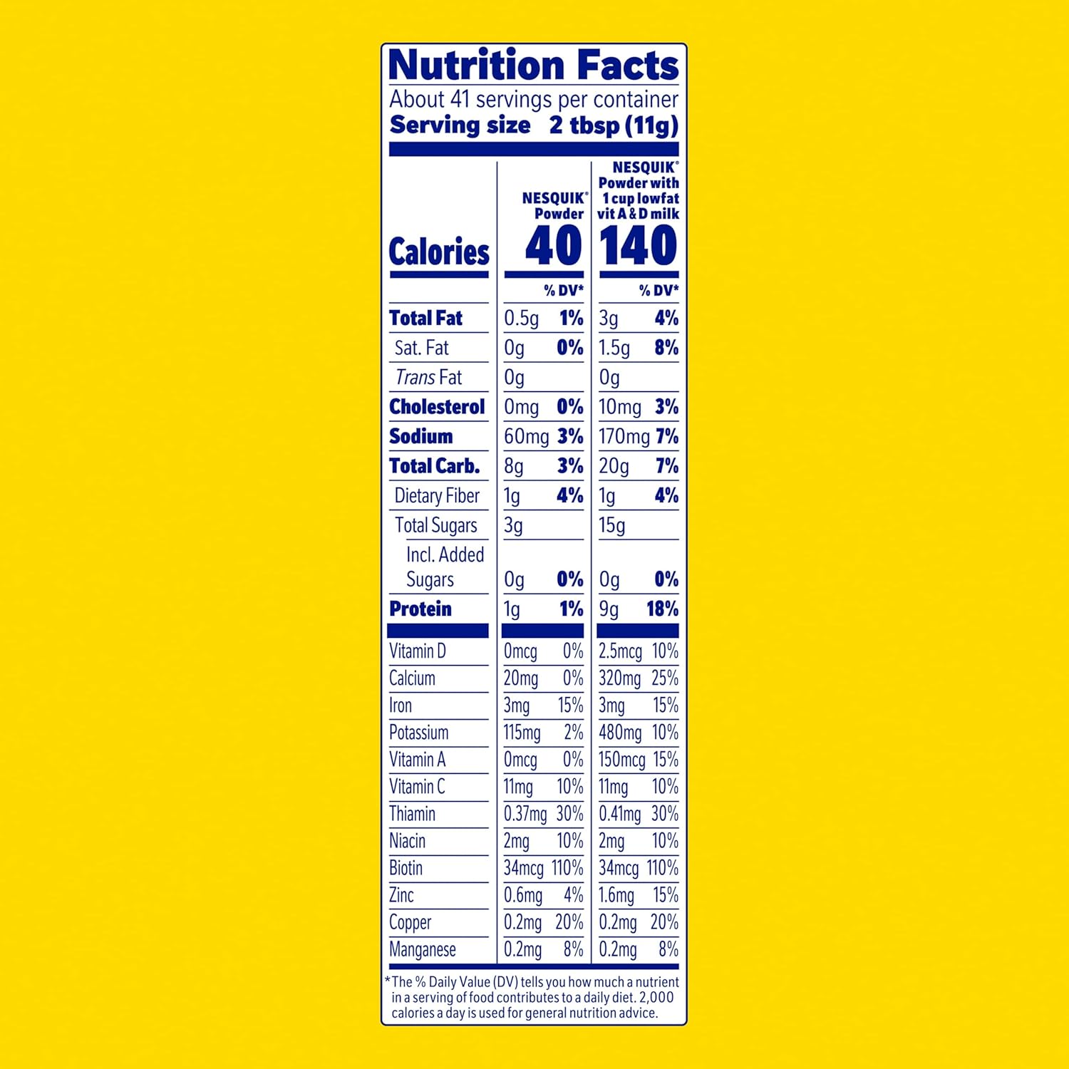 Nesquik No Sugar Added Chocolate Powder for Home Office, Quick Afternoon Focus Drink Mix