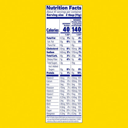 Nesquik No Sugar Added Chocolate Powder for Home Office, Quick Afternoon Focus Drink Mix