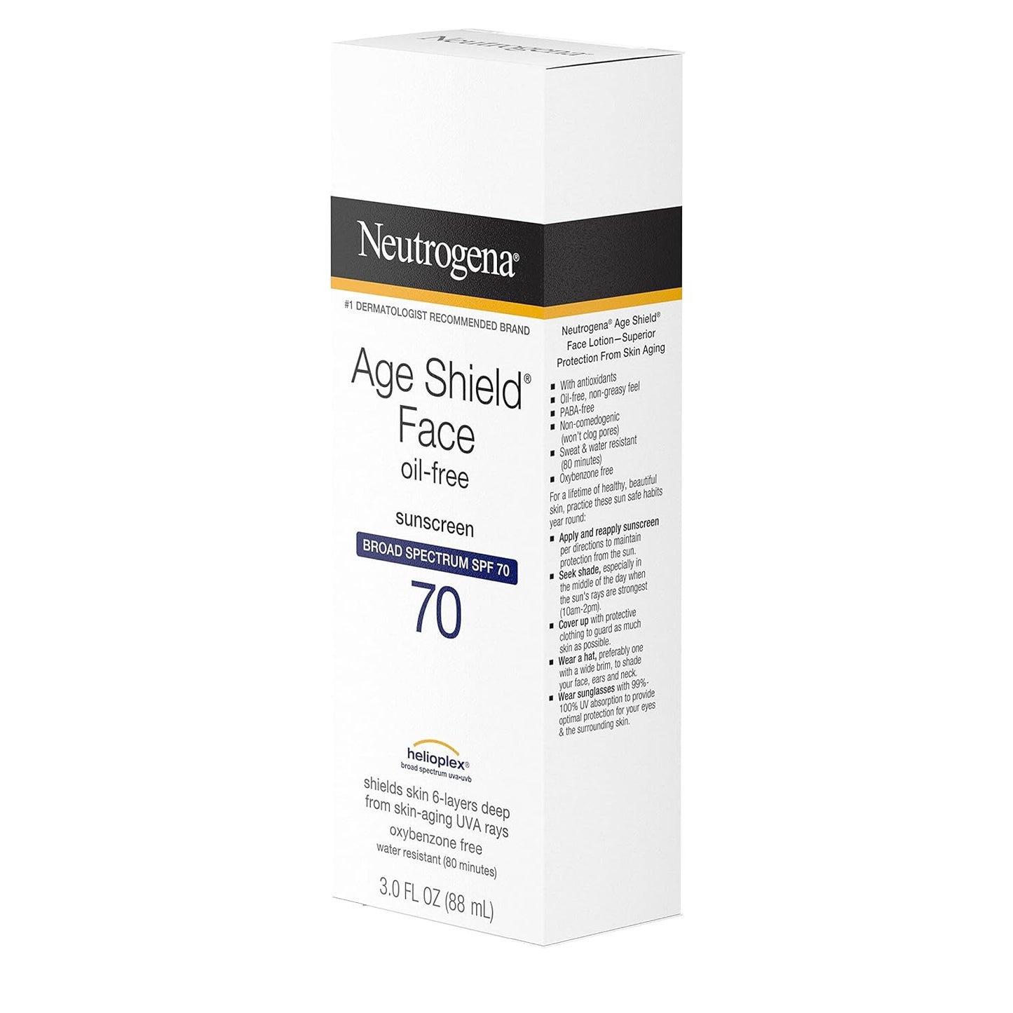Neutrogena Age Shield Face Sunscreen SPF 70 – Dermatologist-Recommended Sun Care to Reduce Breakouts on Sensitive Skin