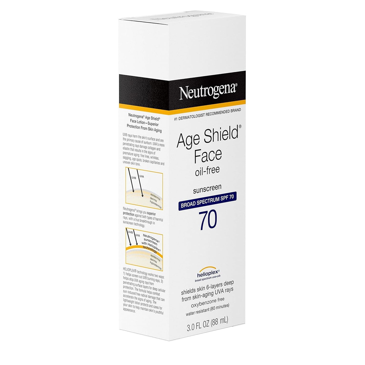 Neutrogena Age Shield Face Sunscreen SPF 70 – Dermatologist-Recommended Sun Care to Reduce Breakouts on Sensitive Skin