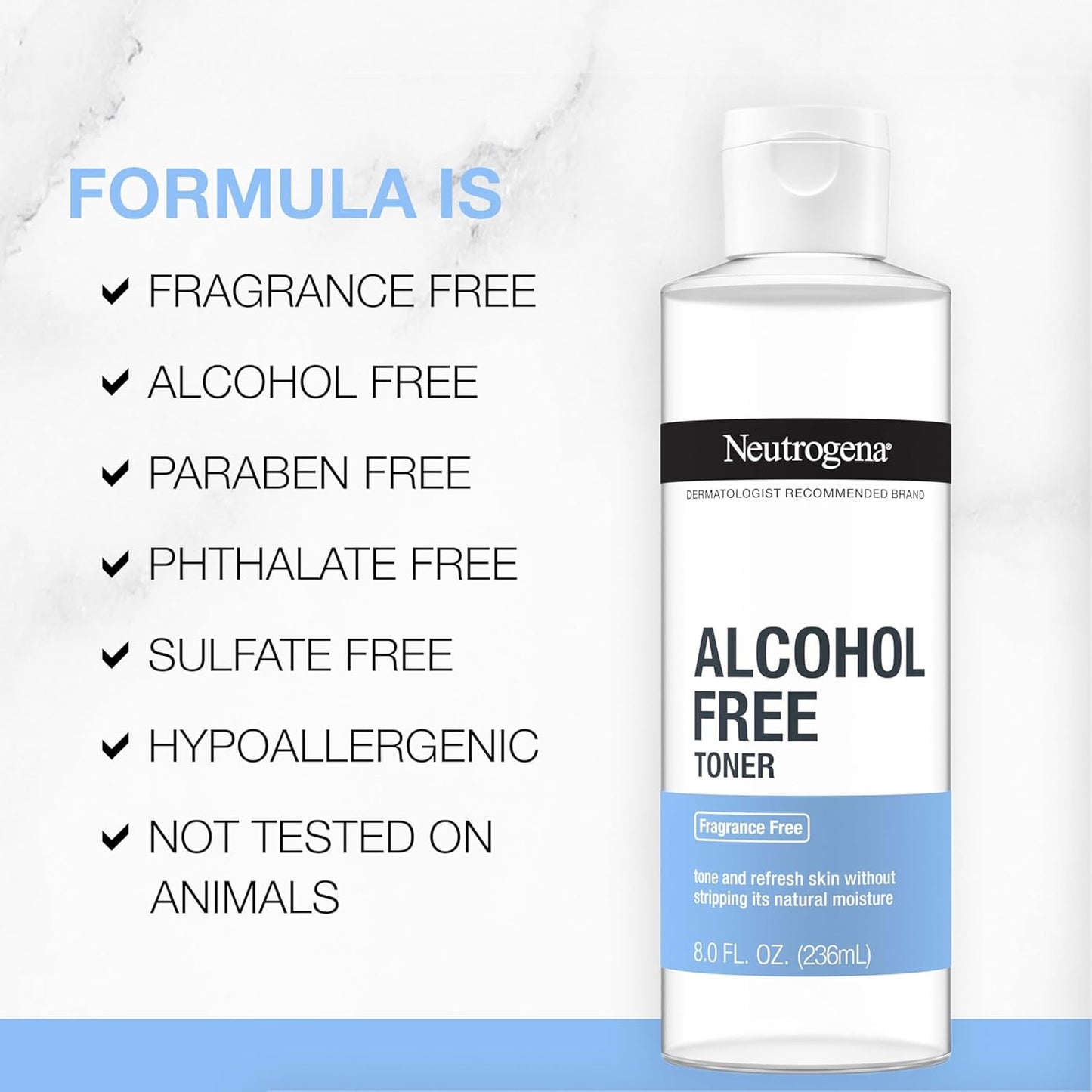 Neutrogena Alcohol-Free Gentle Daily Facial Toner for Sensitive and Reactive Skin, Fragrance-Free Hypoallergenic Toner You Can Trust Daily