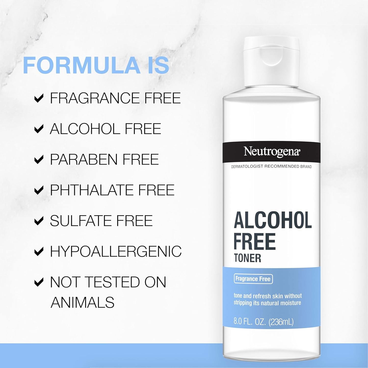 Neutrogena Alcohol-Free Gentle Daily Facial Toner for Sensitive and Reactive Skin, Fragrance-Free Hypoallergenic Toner You Can Trust Daily
