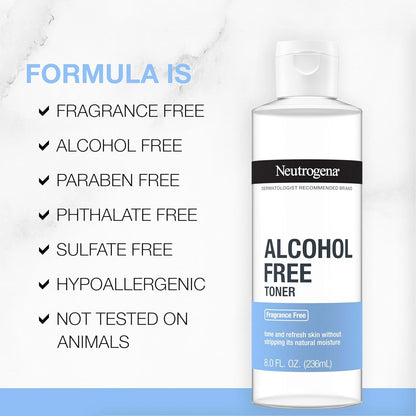 Neutrogena Alcohol-Free Gentle Daily Facial Toner for Sensitive and Reactive Skin, Fragrance-Free Hypoallergenic Toner You Can Trust Daily