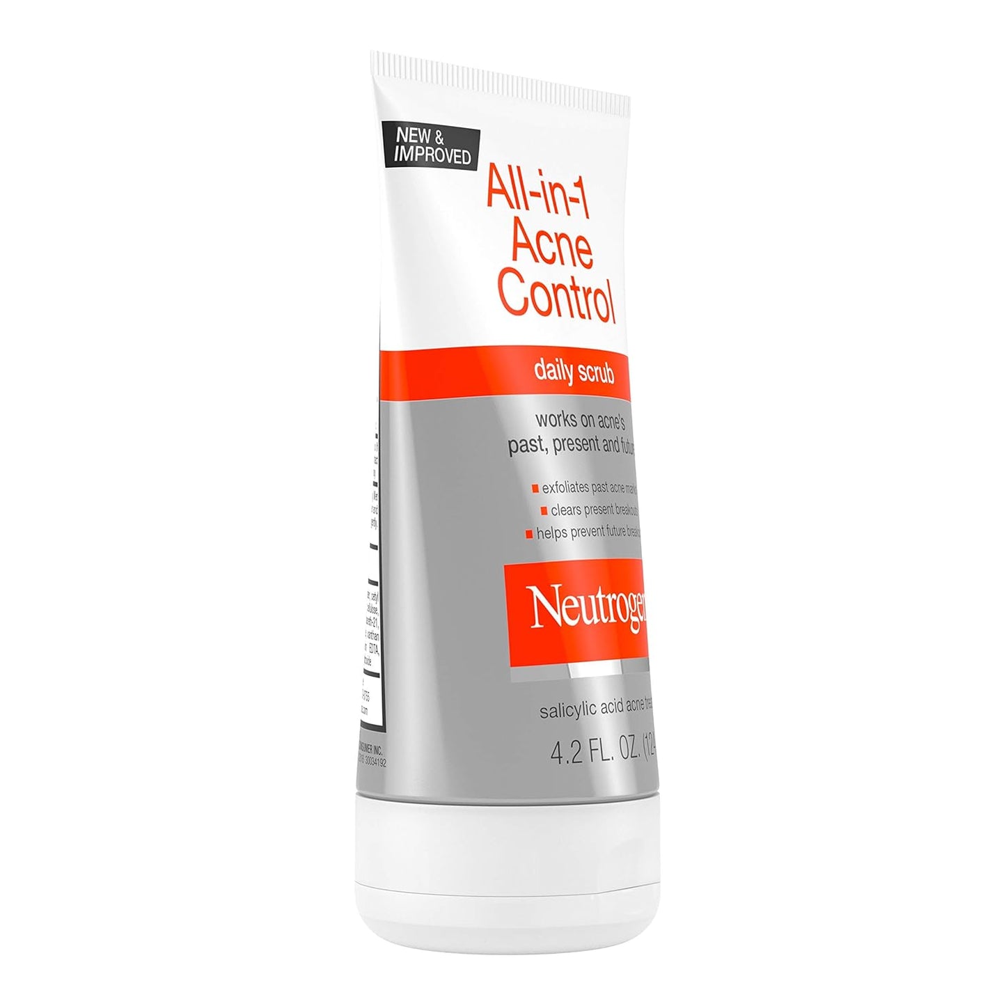 Neutrogena All-In-1 Acne Control Daily Face Scrub – Streamlined 3-in-1 Acne Treatment for Simple Routines