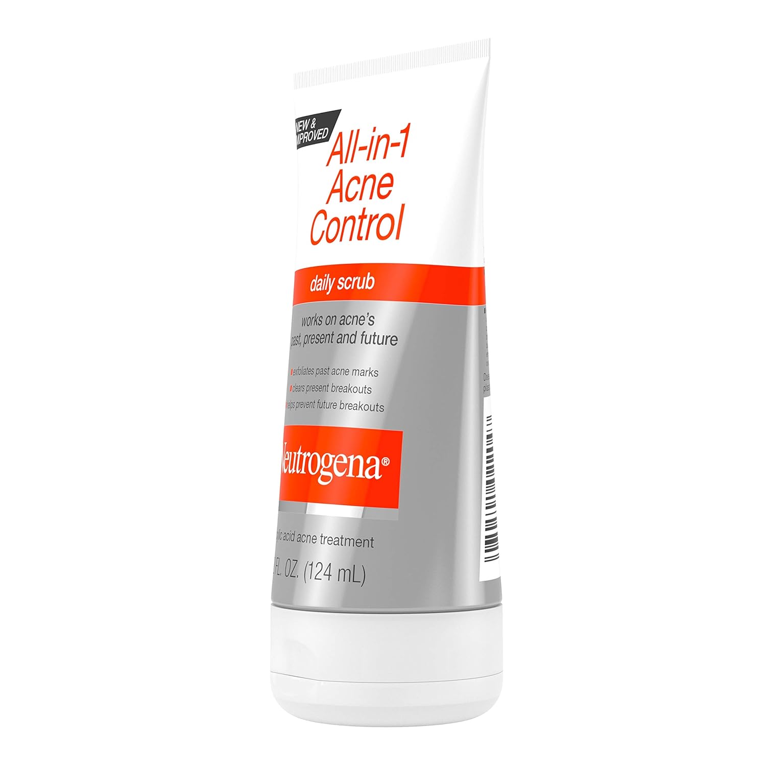 Neutrogena All-In-1 Acne Control Daily Face Scrub – Streamlined 3-in-1 Acne Treatment for Simple Routines