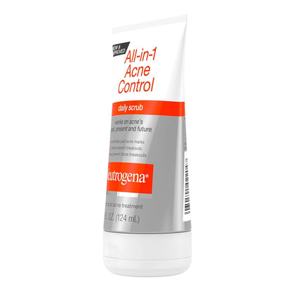 Neutrogena All-In-1 Acne Control Daily Face Scrub – Streamlined 3-in-1 Acne Treatment for Simple Routines