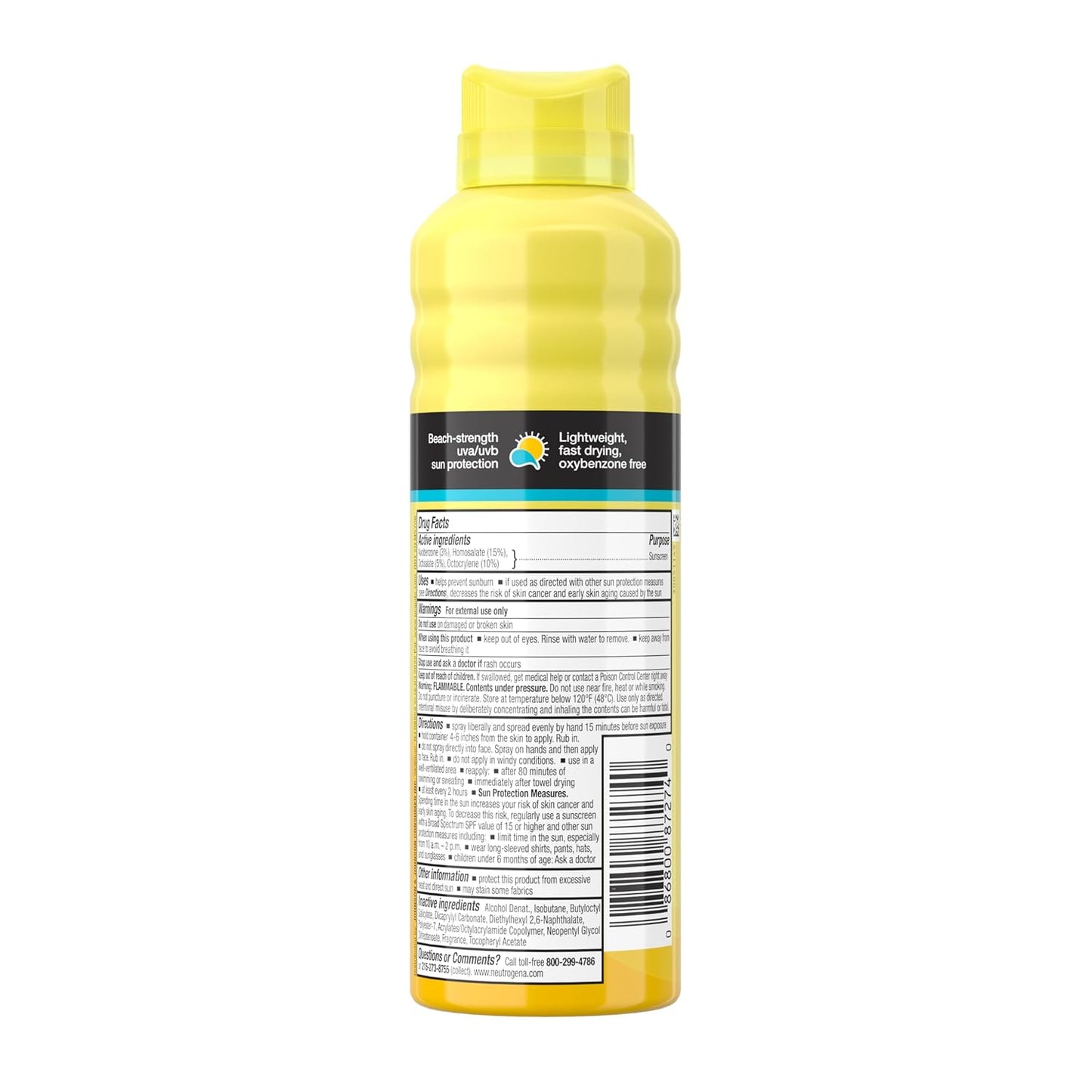 Neutrogena Beach Defense Sunscreen Spray SPF 70 – Portable Sun Protection for Camping Trips and Patio Lounging