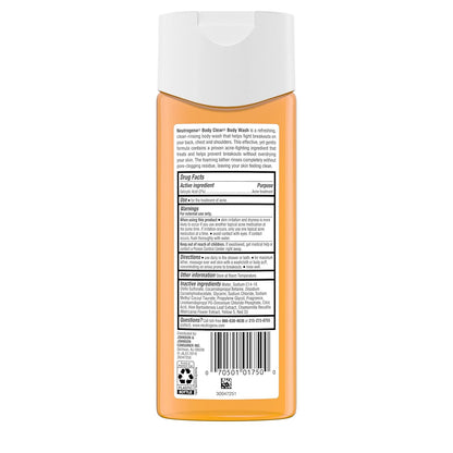 Neutrogena Body Clear Acne Body Wash – Non-Irritating Daily Acne Wash for Sensitive Skin, Fragrance-Free