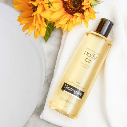 Neutrogena Body Oil Light Sesame Formula – Mindful Self-Care Body Moisturizer for Post-Shower Spa Routine at Home
