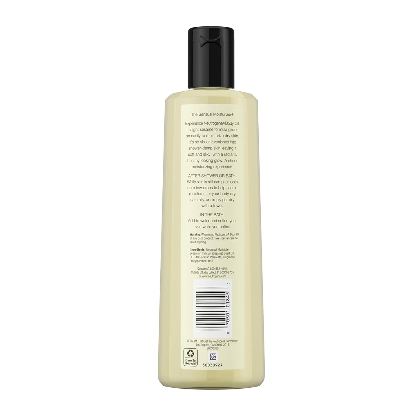 Neutrogena Body Oil Light Sesame Formula – Mindful Self-Care Body Moisturizer for Post-Shower Spa Routine at Home