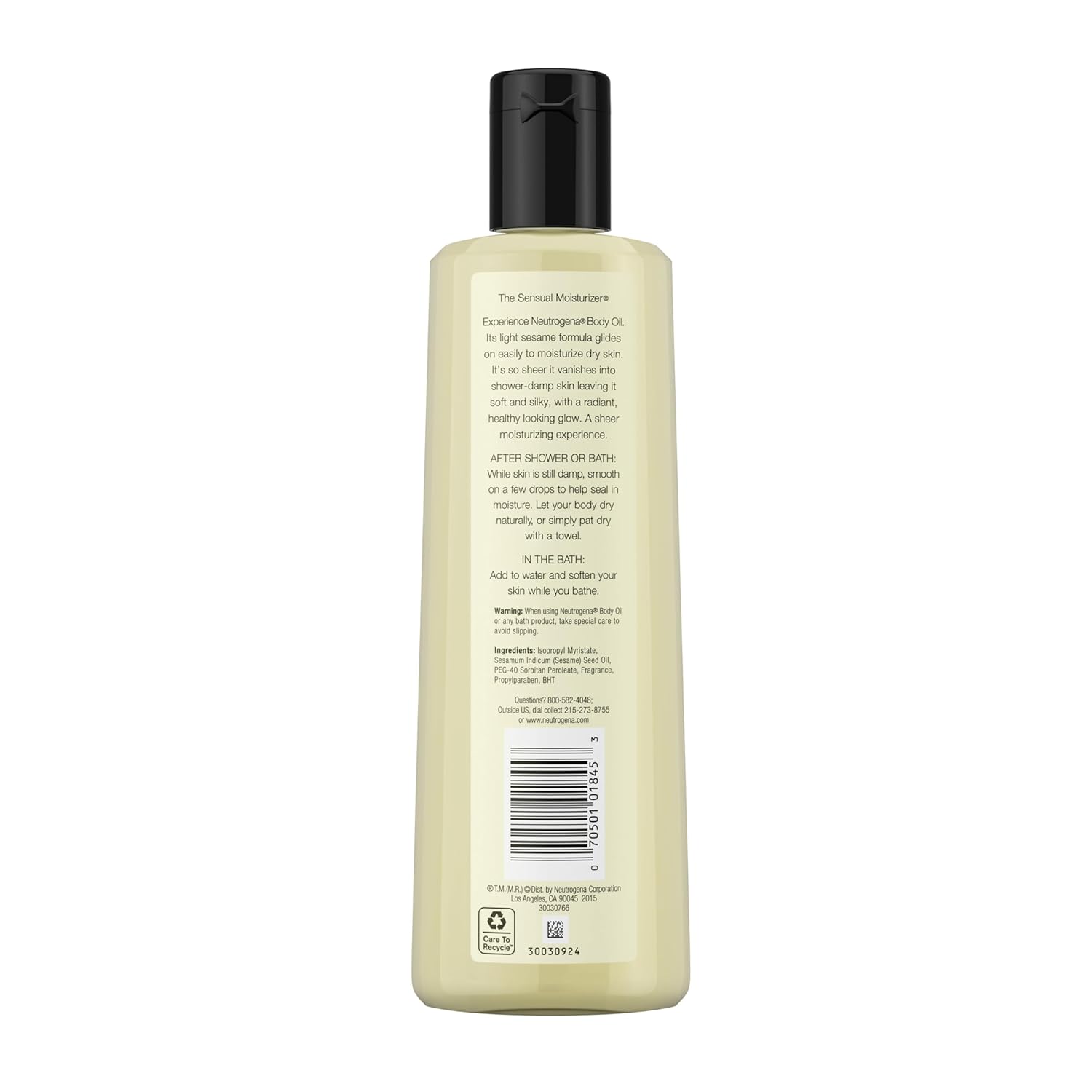 Neutrogena Body Oil Light Sesame Formula – Mindful Self-Care Body Moisturizer for Post-Shower Spa Routine at Home