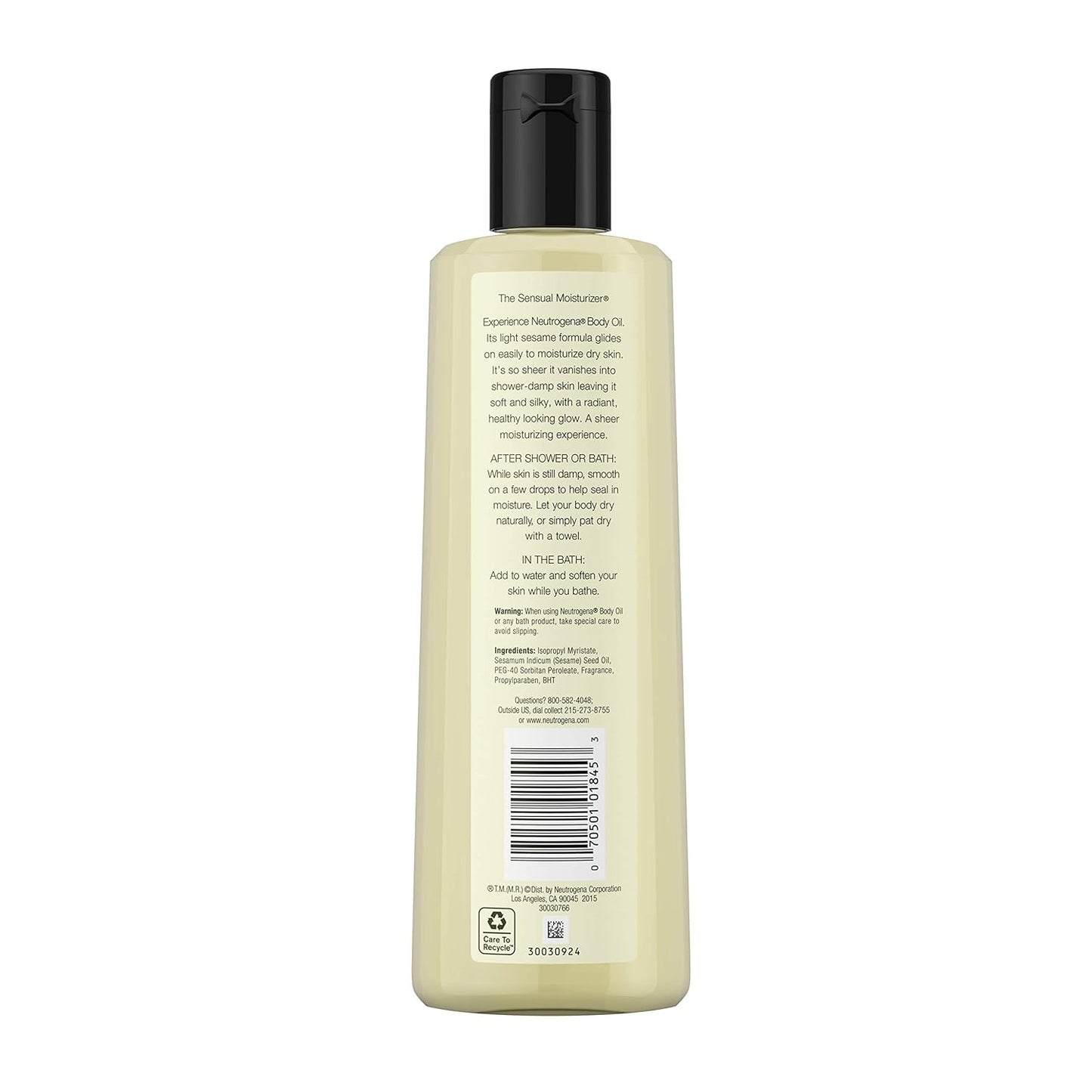 Neutrogena Body Oil Light Sesame Formula – Mindful Self-Care Body Moisturizer for Post-Shower Spa Routine at Home