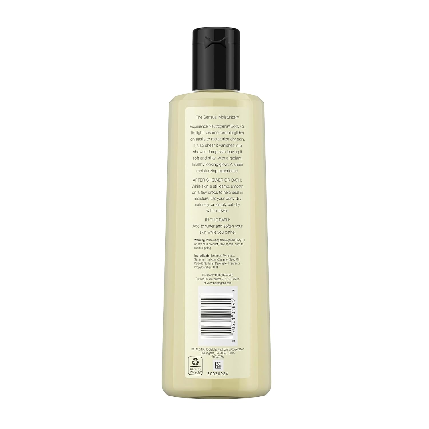 Neutrogena Body Oil Light Sesame Formula – Mindful Self-Care Body Moisturizer for Post-Shower Spa Routine at Home