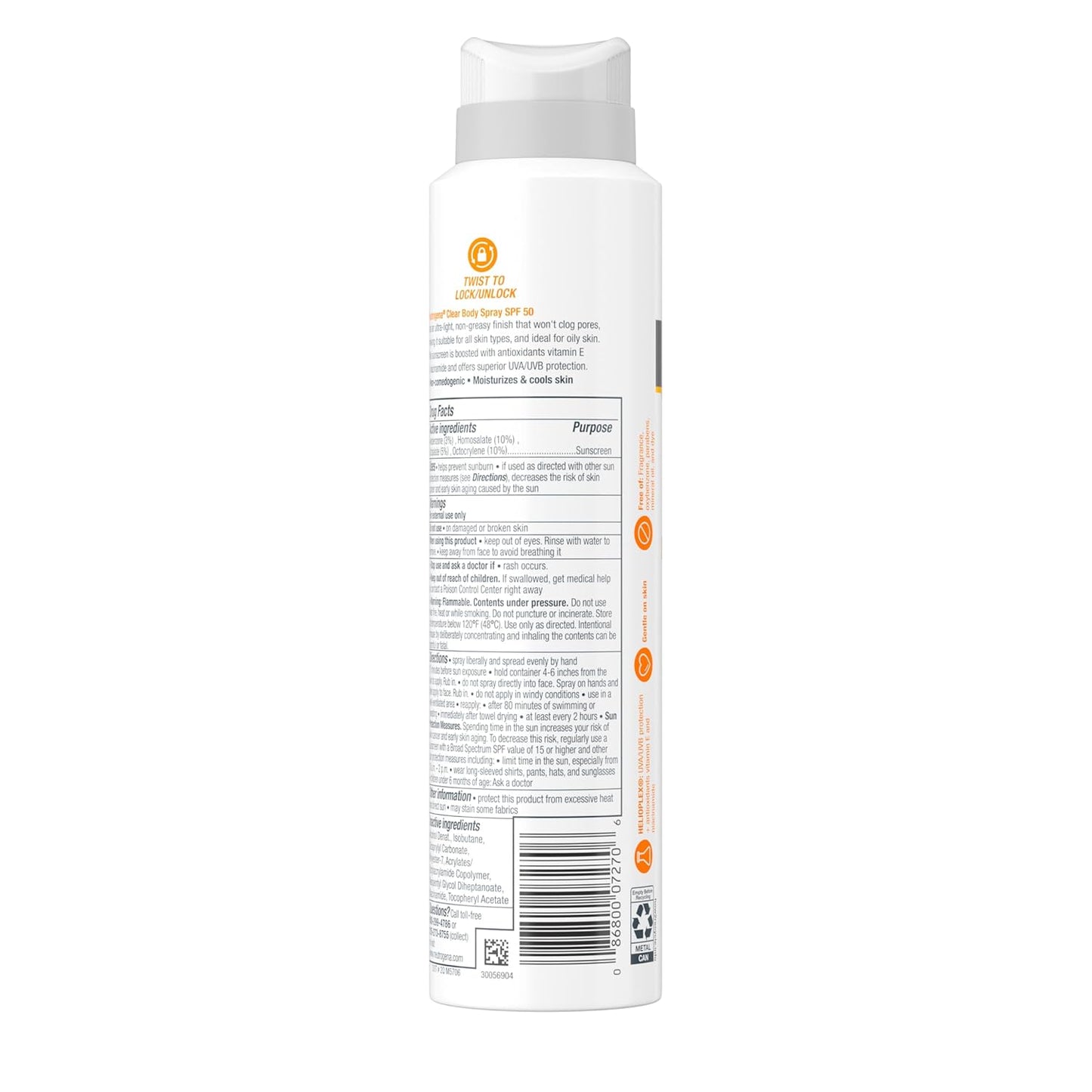 Neutrogena Clear Body SPF 50 Spray – Portable Sun Protection for Beach Days and Poolside Lounging