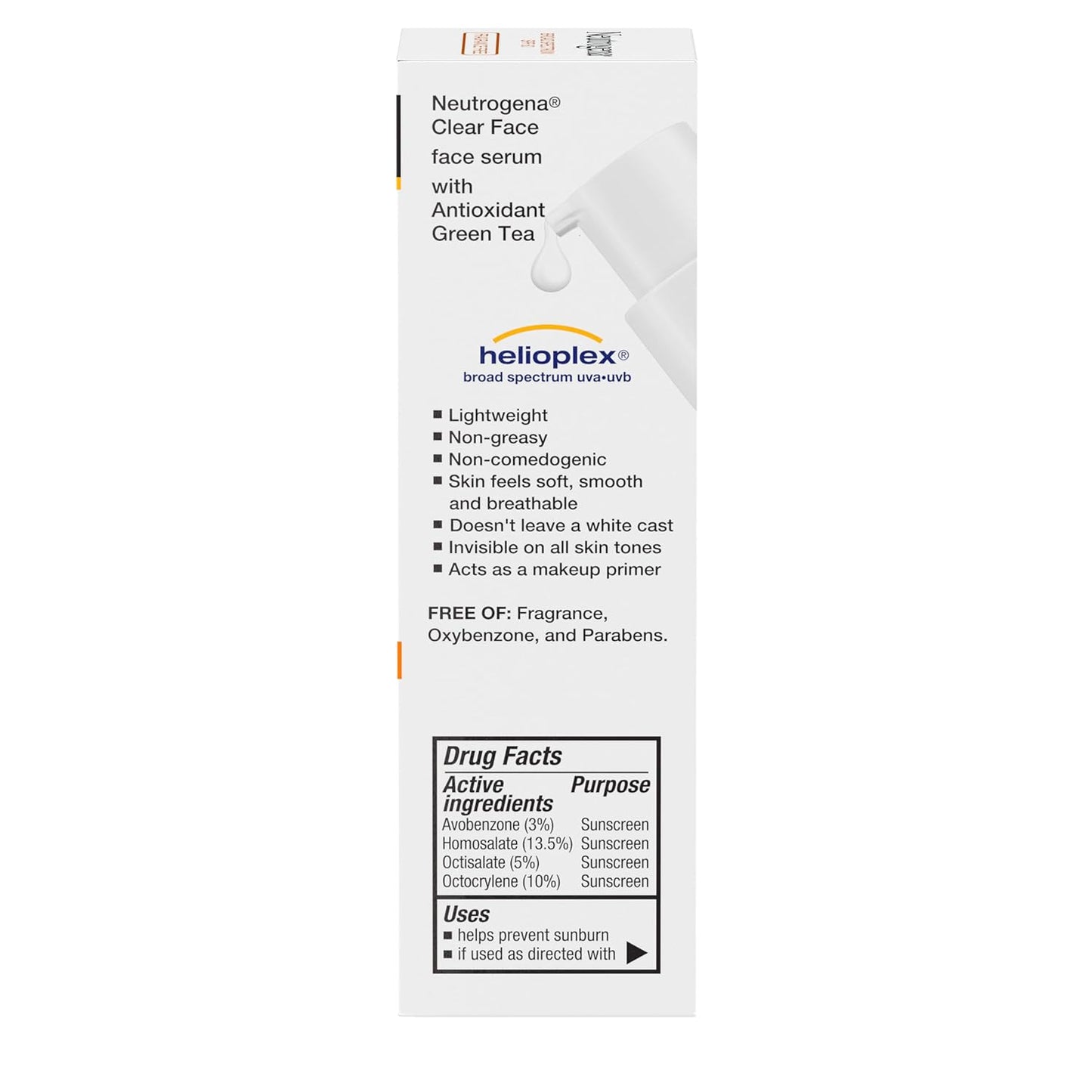 Neutrogena Clear Face Sunscreen Serum – 80-Minute Water-Resistant Defense for Beach and Pool Days