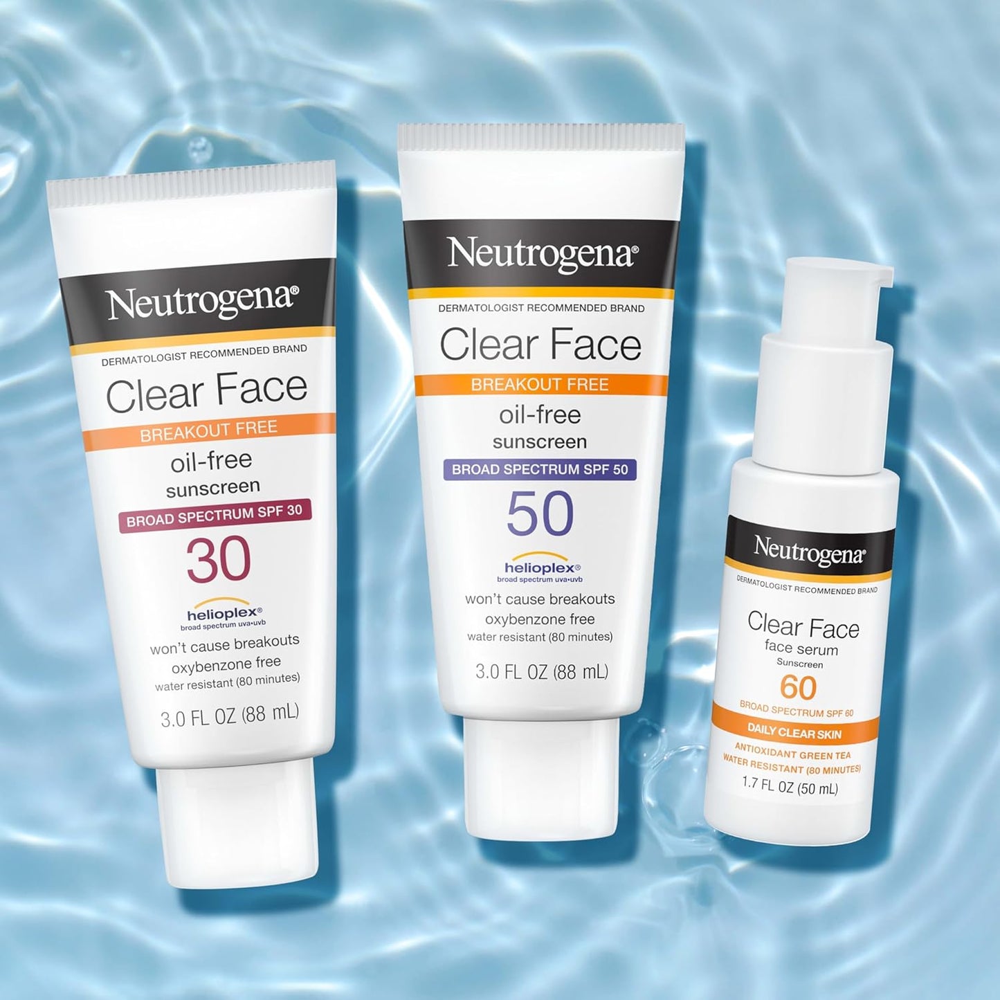 Neutrogena Clear Face Sunscreen Serum – 80-Minute Water-Resistant Defense for Beach and Pool Days