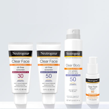 Neutrogena Clear Face Sunscreen SPF 30 – No-White-Cast Workday Lotion for Office and Zoom Calls