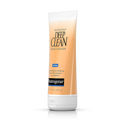 Neutrogena Deep Clean Daily Facial Cream Cleanser with Beta Hydroxy Acid for Gentle Sensitive Skin, Alcohol-Free Dermatologist-Tested Wash, 7 fl. oz