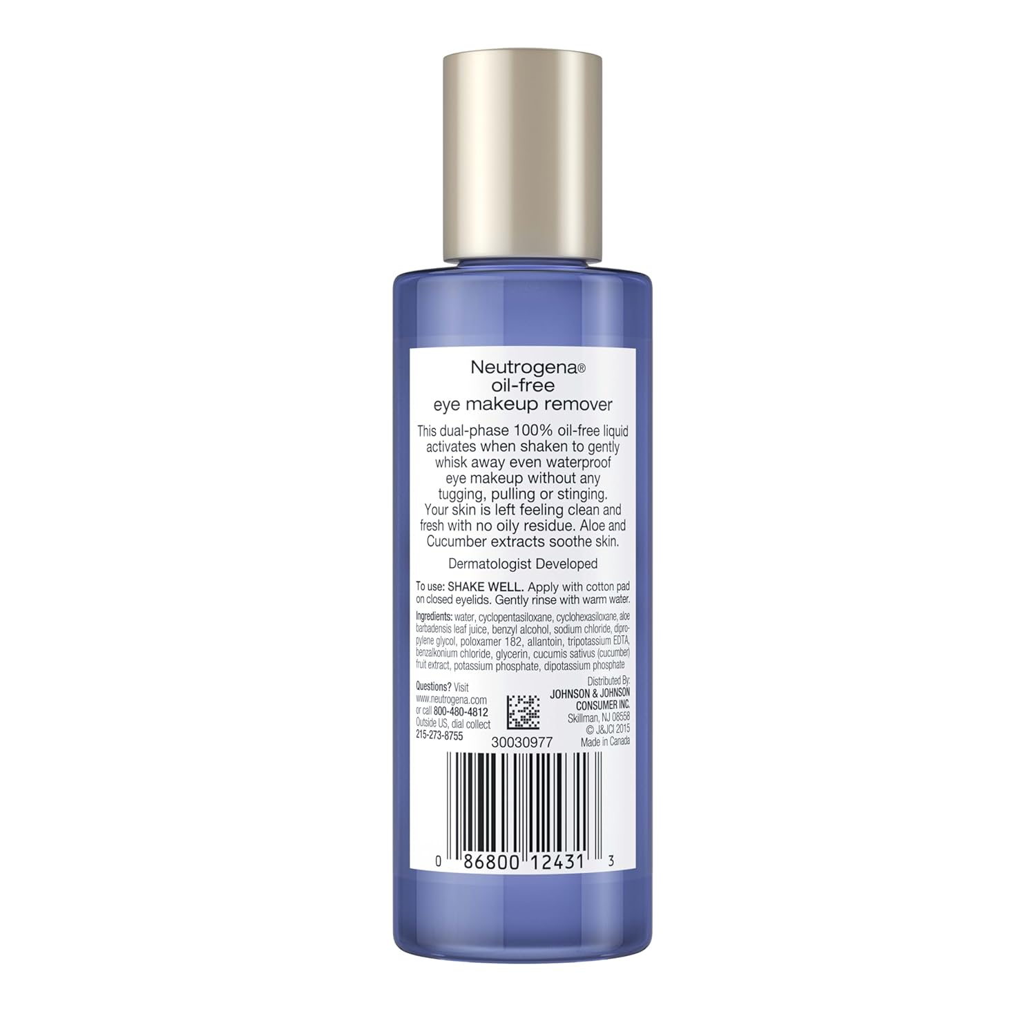 Neutrogena Gentle Eye Makeup Remover for a Mindful Evening Wind-Down Routine, Oil-Free Cleanser for Sensitive Eyes