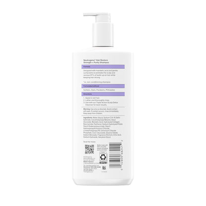 Neutrogena Hair Restore Strength + Purity Shampoo – Premium Exfoliating Hair Wash with 1.5% Mandelic Acid and Hydrolyzed Collagen
