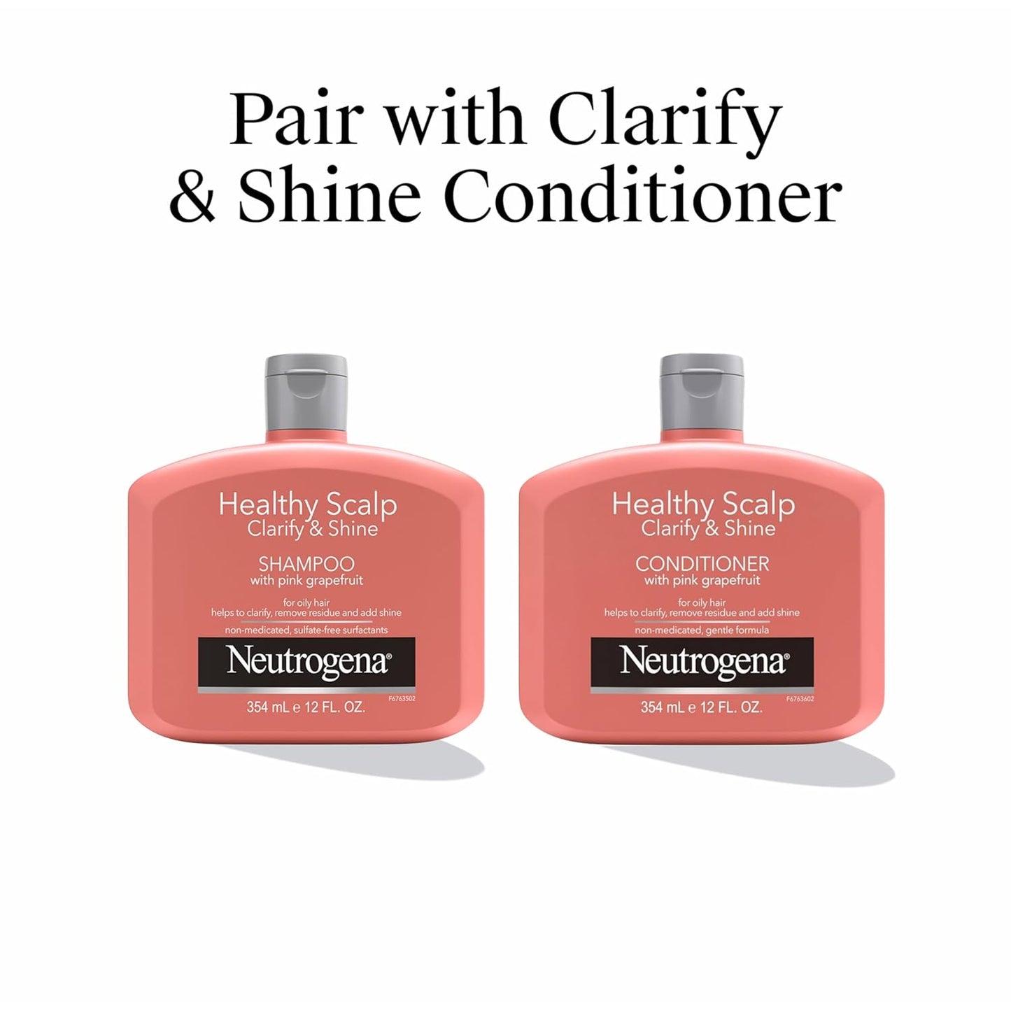 Neutrogena Healthy Scalp Clarifying Shampoo – Pink Grapefruit Scent Wash to Refresh Oily Hair Between Masks 12 fl oz