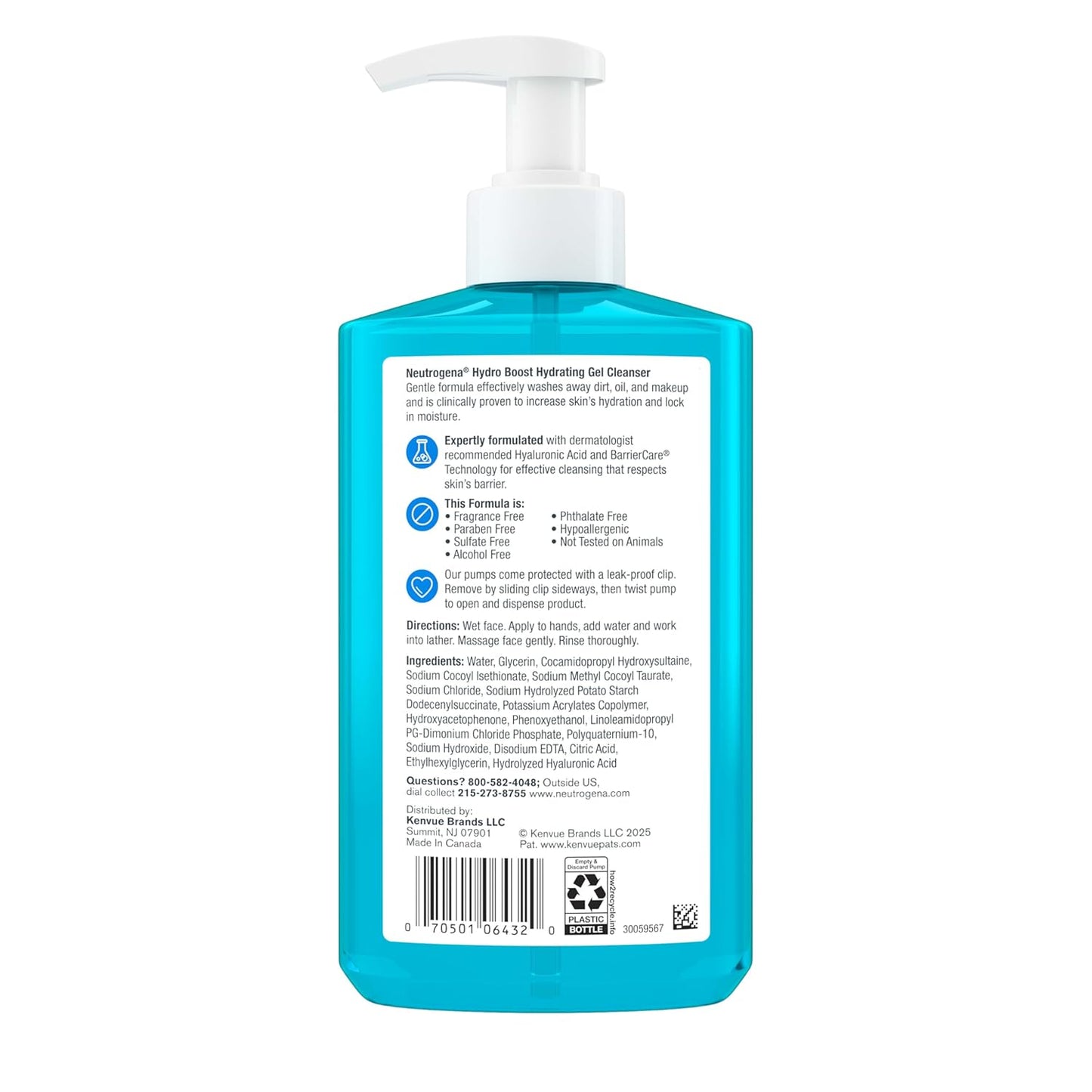 Neutrogena Hydro Boost Face Wash for Evening Wind-Down Self-Care, Hyaluronic Acid Hydrating Cleanser
