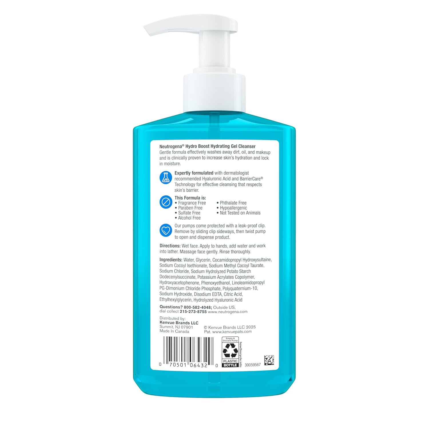 Neutrogena Hydro Boost Face Wash for Evening Wind-Down Self-Care, Hyaluronic Acid Hydrating Cleanser