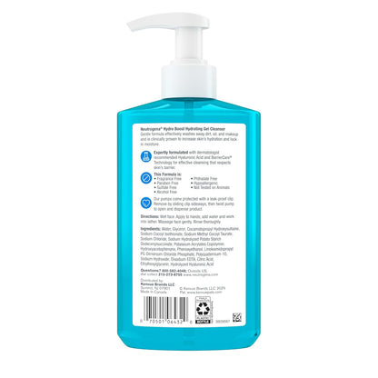 Neutrogena Hydro Boost Face Wash for Evening Wind-Down Self-Care, Hyaluronic Acid Hydrating Cleanser