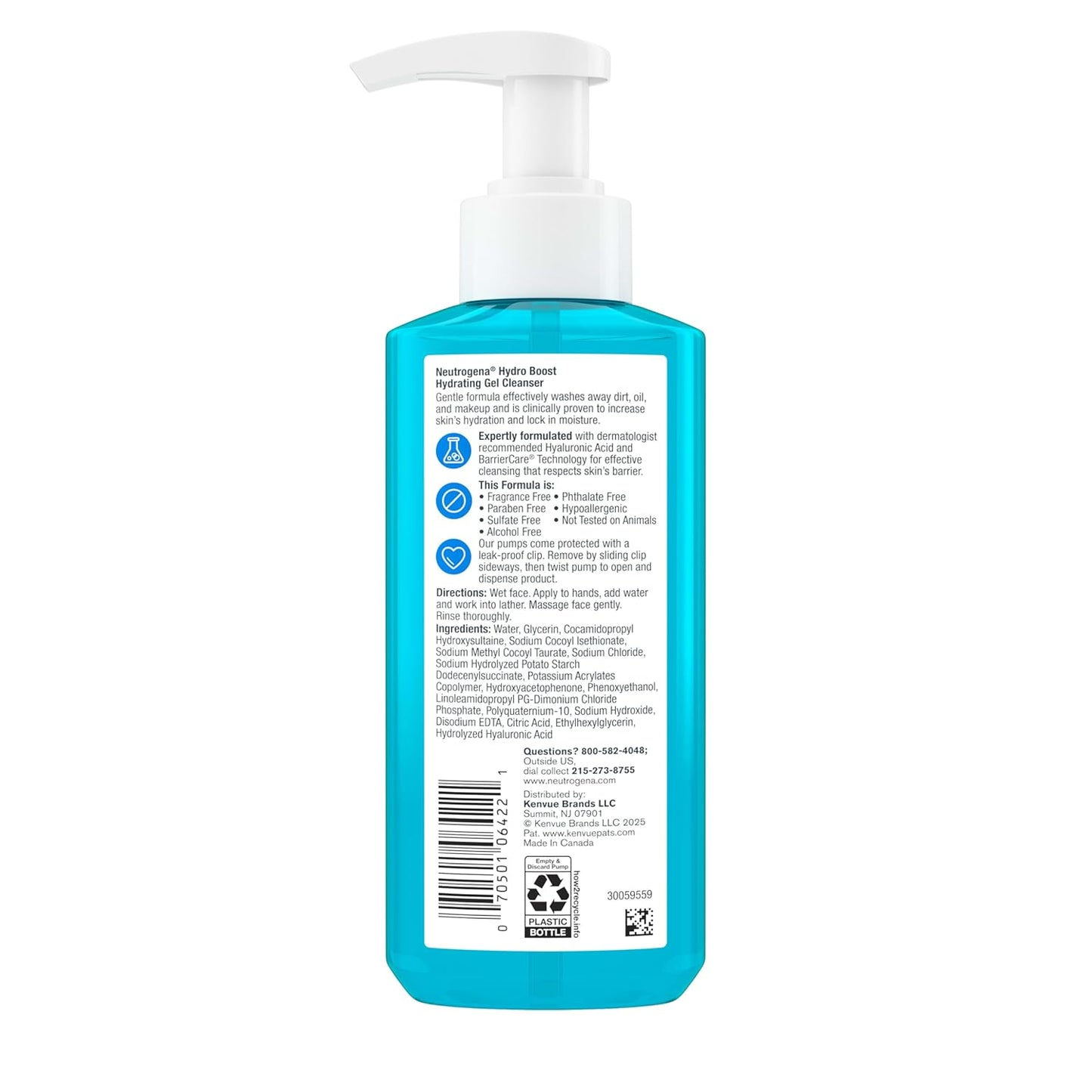 Neutrogena Hydro Boost Fragrance Free Face Wash – Single Step Gel Cleanser and Makeup Remover for a Streamlined, Clutter Free Vanity