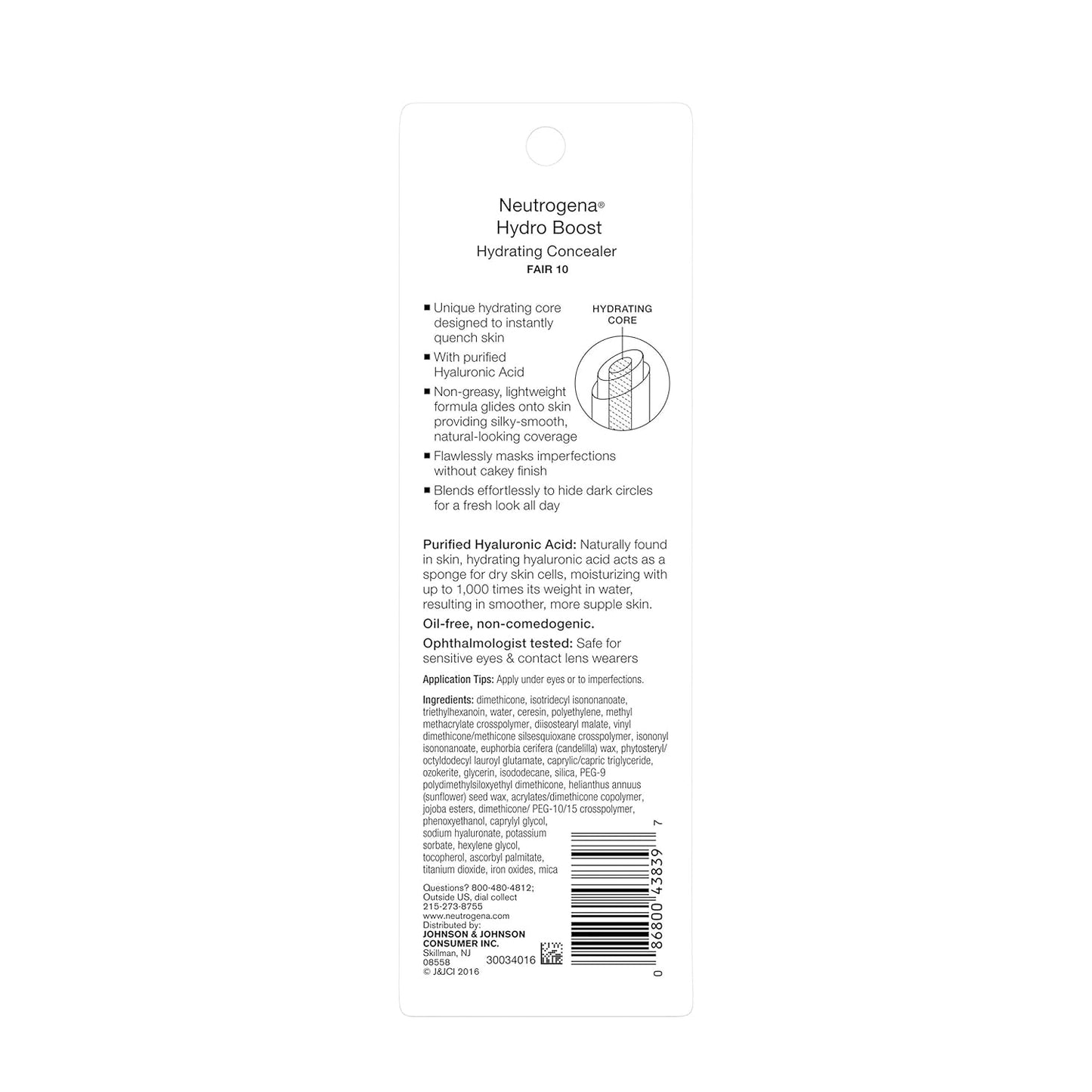 Neutrogena Hydro Boost Hydrating Concealer – Gentle, Non-Irritating Makeup for Sensitive Eye Care