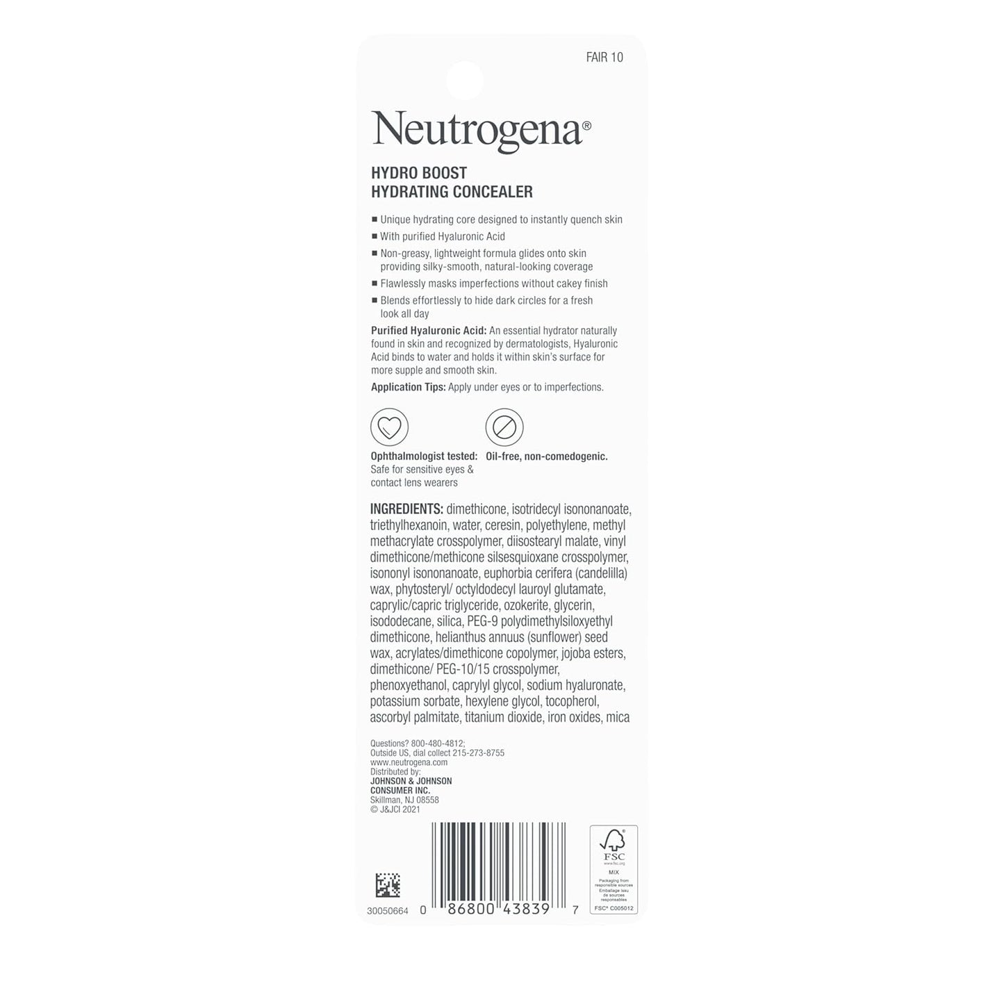 Neutrogena Hydro Boost Hydrating Concealer – Gentle, Non-Irritating Makeup for Sensitive Eye Care
