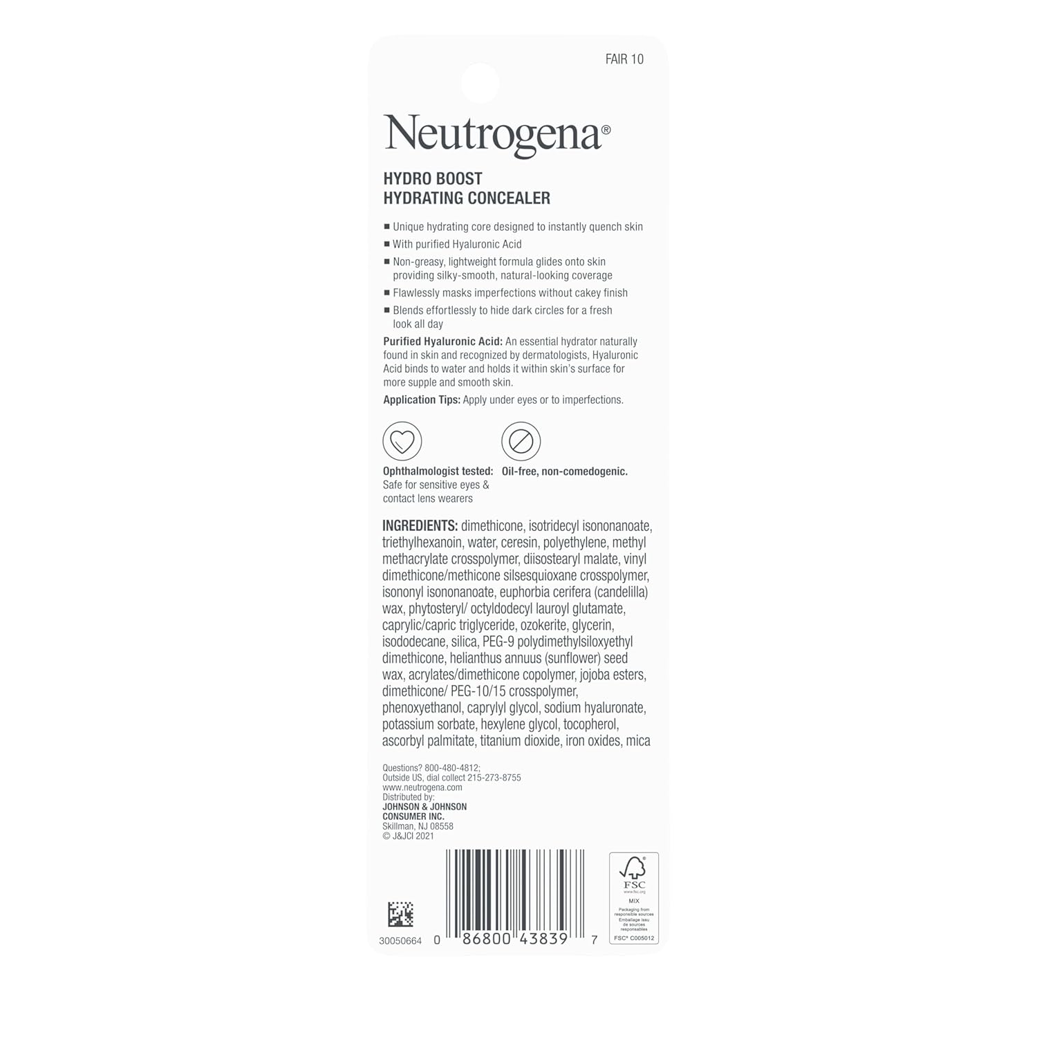 Neutrogena Hydro Boost Hydrating Concealer – Gentle, Non-Irritating Makeup for Sensitive Eye Care