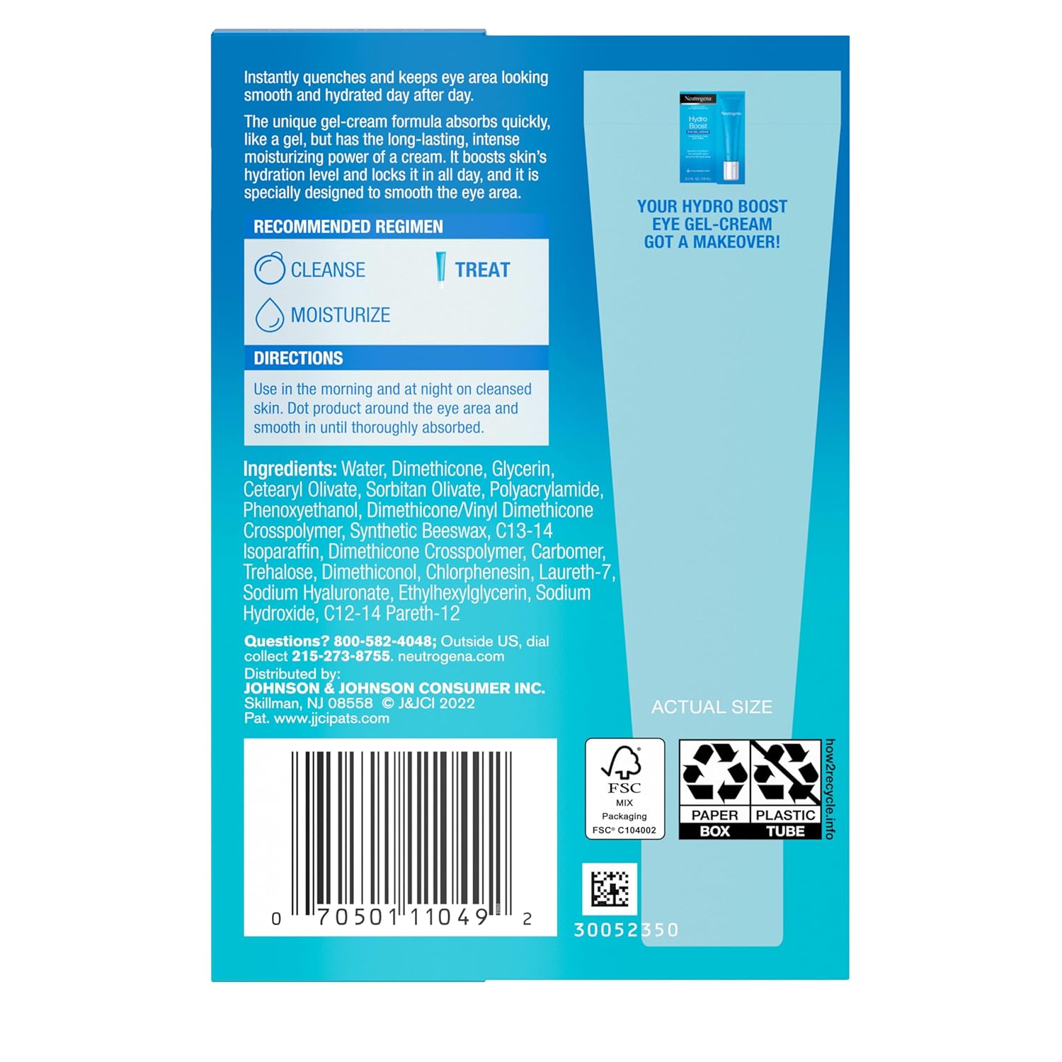 Neutrogena Hydro Boost Under Eye Cream – Fragrance-Free Calming Treatment for Sensitive Skin Wind-Down Routine
