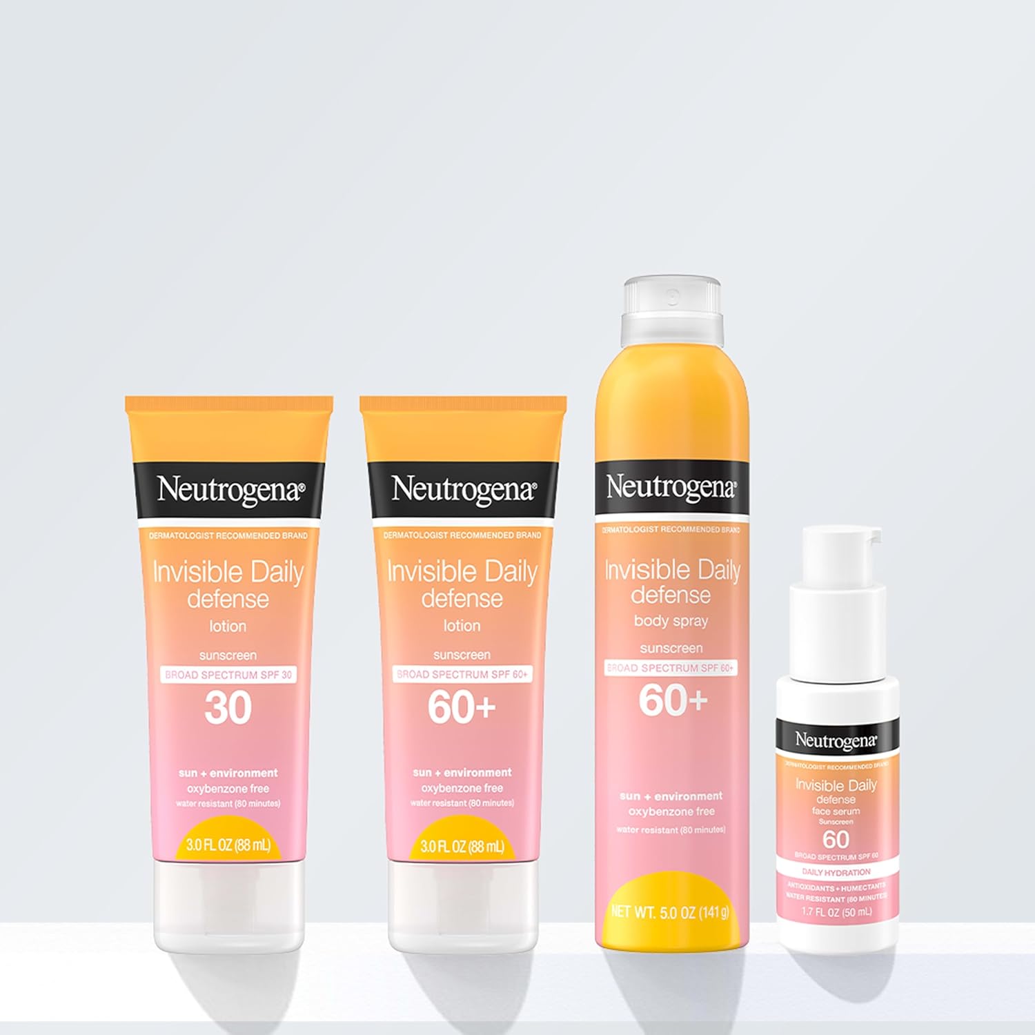 Neutrogena Invisible Daily Defense Body Sunscreen Spray – Oxybenzone-Free SPF 60+ for Sensitive Skin and Reef-Conscious Swimmers