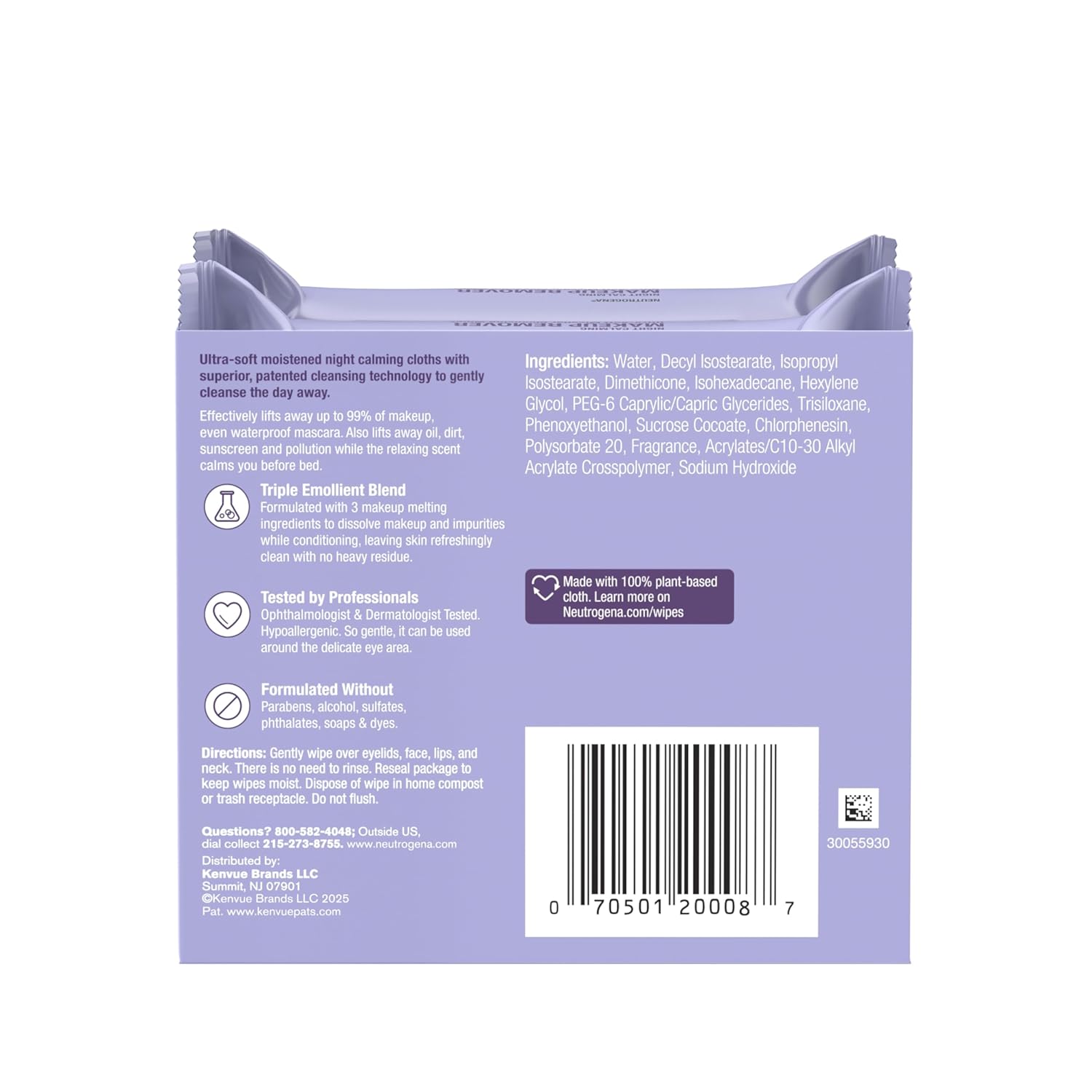 Neutrogena Night Calming Cleansing Towelettes – Bedtime Wind-Down for Sensitive Skin, Aromatherapy Face Wipes