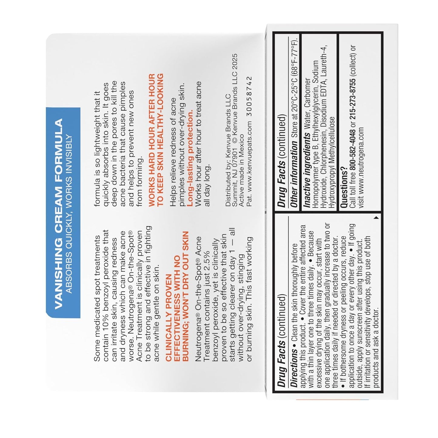Neutrogena On-The-Spot 2.5% Benzoyl Peroxide Dermatologist-Tested Cream for Sensitive Dry and Acne-Prone Skin