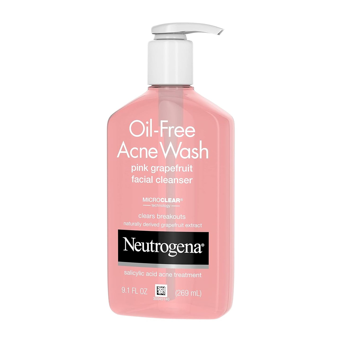 Neutrogena Pink Grapefruit Salicylic Acid Face Wash – Refreshing Nightly Skincare Reset for Oily, Acne-Prone Skin