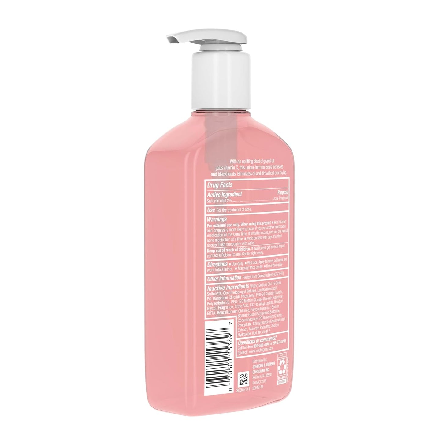 Neutrogena Pink Grapefruit Salicylic Acid Face Wash – Refreshing Nightly Skincare Reset for Oily, Acne-Prone Skin