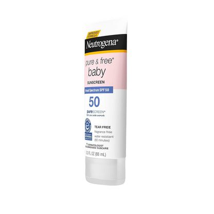 Neutrogena Pure & Free Baby Mineral Sunscreen SPF 50 – Thoughtful Baby Shower Gift for Expectant Parents, 3-Pack Value Bundle