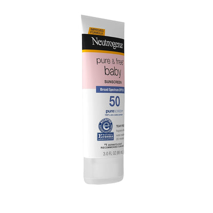 Neutrogena Pure & Free Baby Mineral Sunscreen SPF 50 – Thoughtful Baby Shower Gift for Expectant Parents, 3-Pack Value Bundle