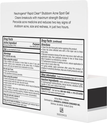 Neutrogena Rapid Clear Stubborn Acne Spot Treatment Gel – Affordable Acne Care for Teens in Shared Bathrooms, 1 oz Spot Treatment