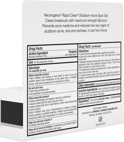 Neutrogena Rapid Clear Stubborn Acne Spot Treatment Gel – Affordable Acne Care for Teens in Shared Bathrooms, 1 oz Spot Treatment