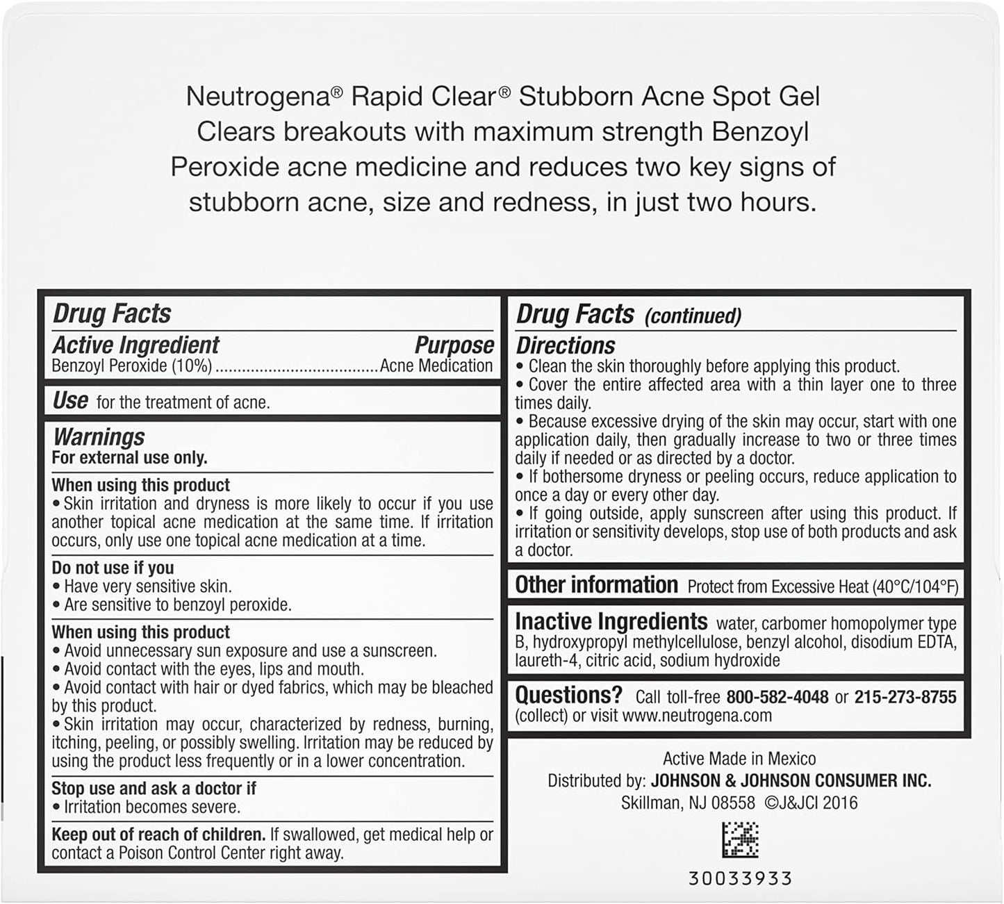 Neutrogena Rapid Clear Stubborn Acne Spot Treatment Gel – Affordable Acne Care for Teens in Shared Bathrooms, 1 oz Spot Treatment