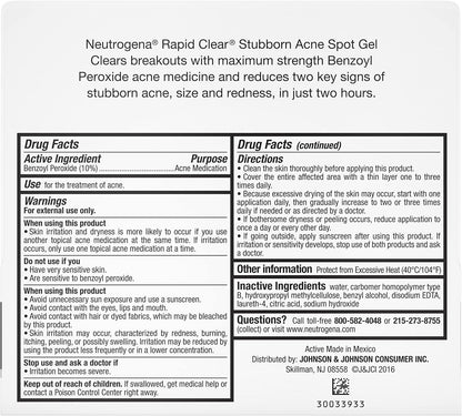 Neutrogena Rapid Clear Stubborn Acne Spot Treatment Gel – Affordable Acne Care for Teens in Shared Bathrooms, 1 oz Spot Treatment